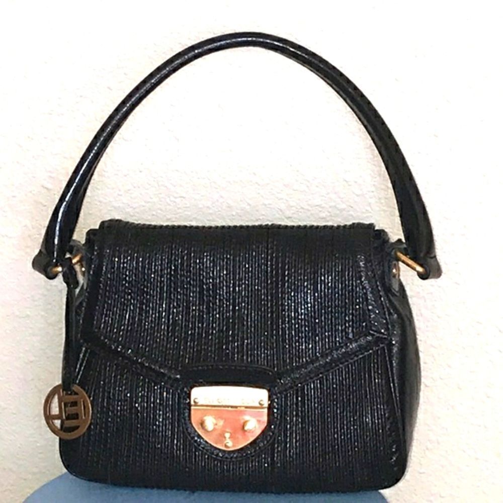 VINTAGE ELLIOTT LUCCA SHELL LEATHER 🐚 💯 SHOULDER BLACK WOMAN BAG